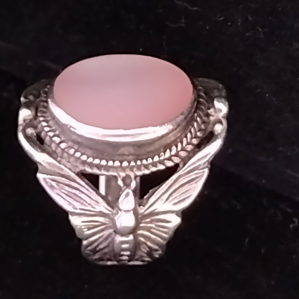 Pink Synthetic Opal Butterfly Ring NEW Size 3.75 item #008